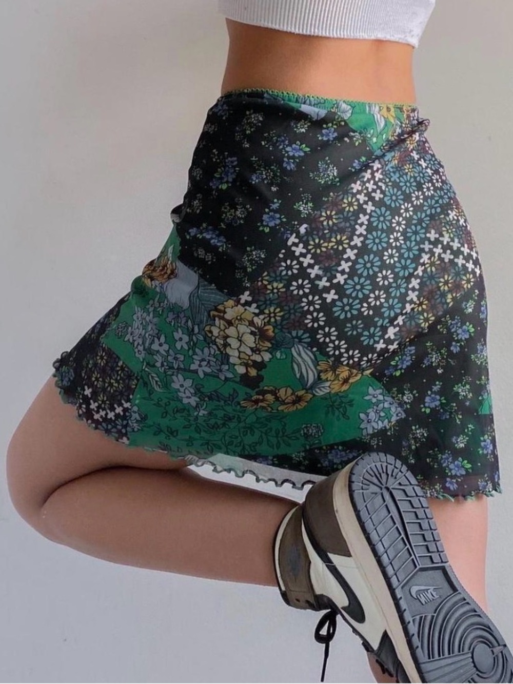 Urban Outfitters Black and Green Mini Skirt